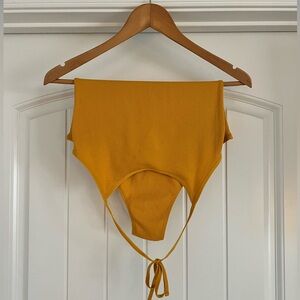 BP Mustard Yellow One Piece Halter Bodysuit